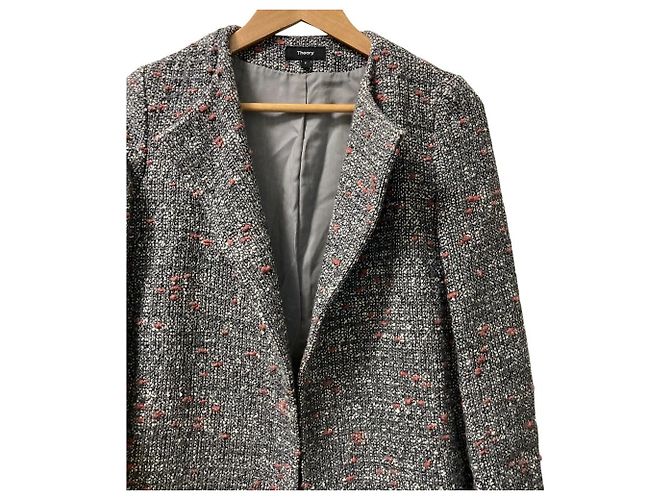 Abrigo de cuello redondo LOOP TWEED Theory Castaño Blanco Roja - vista 2