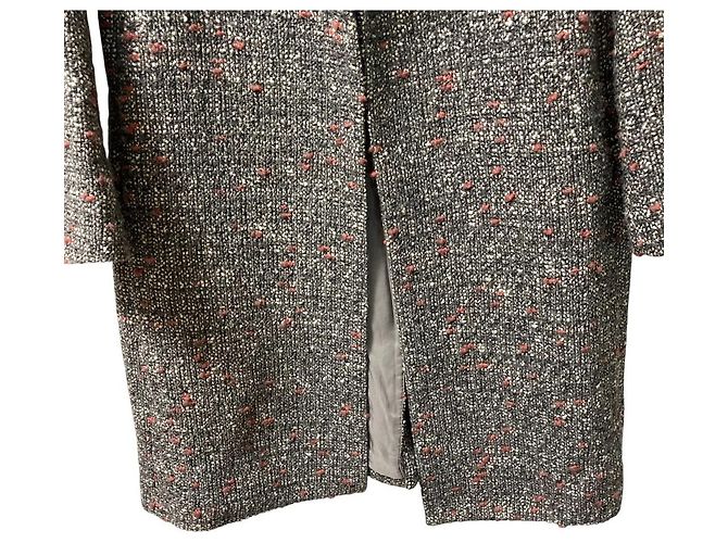 Abrigo de cuello redondo LOOP TWEED Theory Castaño Blanco Roja - vista 3