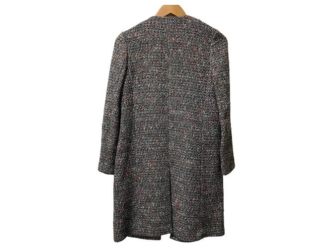 Abrigo de cuello redondo LOOP TWEED Theory Castaño Blanco Roja - vista 4