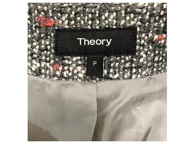 Abrigo de cuello redondo LOOP TWEED Theory Castaño Blanco Roja - vista 5