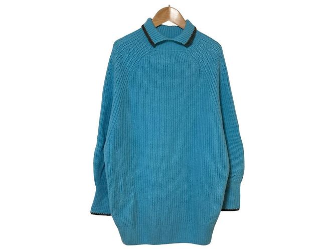 Autre Marque Rollkragenpullover mit Rippstrick Spick and Span Ribbed Middle Gauge Braun Blau - Ansicht 2
