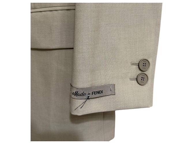 Fendi Single Breasted Tailored Jacket Beige - view 4