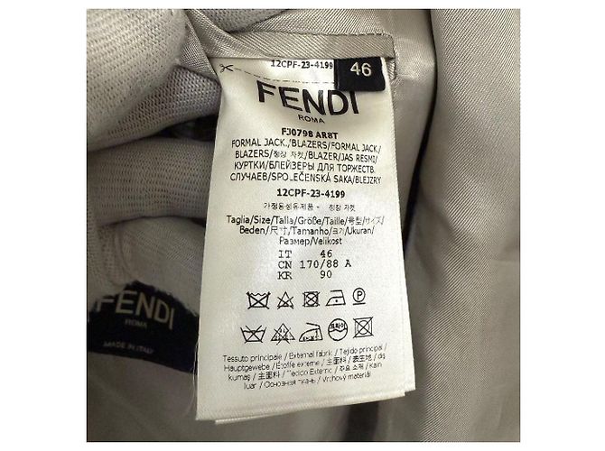 Fendi Single Breasted Tailored Jacket Beige - view 7