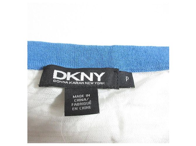 Autre Marque DKNY Gestreiftes Langarm-Strickoberteil Weiß Blau - Ansicht 4