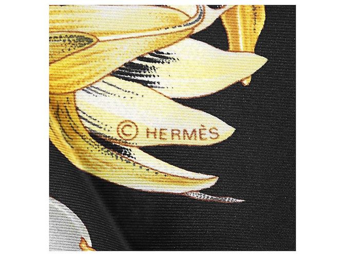 Sciarpa in seta Hermès Carré90 PASSIFLORES Nero Giallo - vista 4
