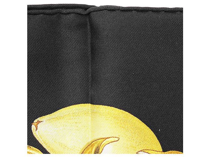 Sciarpa in seta Hermès Carré90 PASSIFLORES Nero Giallo - vista 8
