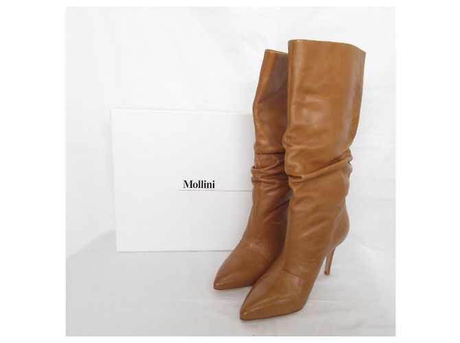 Autre Marque Mollini Lederstiefel mit Raffung Braun - Ansicht 13