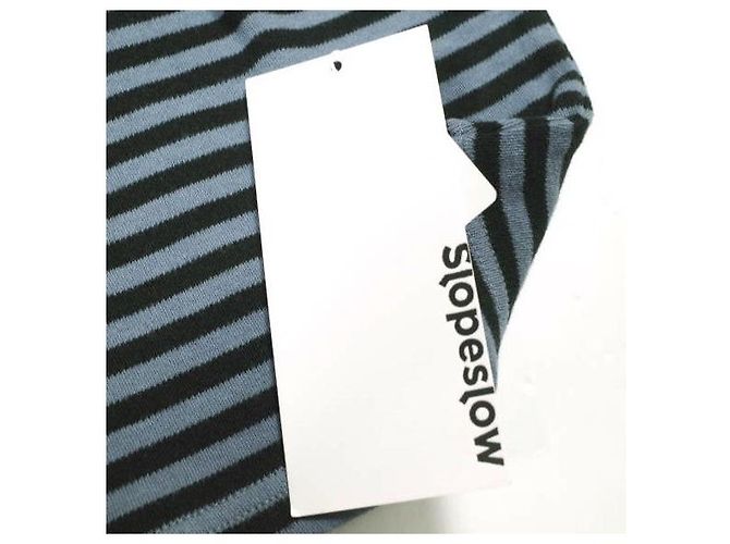 Autre Marque Camiseta de punto de algodón Slopeslow a rayas Negro Azul marino - vista 3