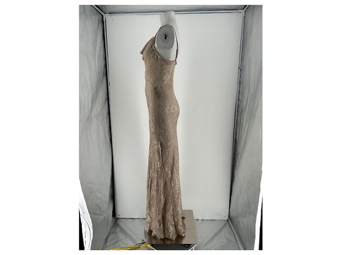 L'Agence Christine Burnout Satinrobe Beige - Ansicht 3