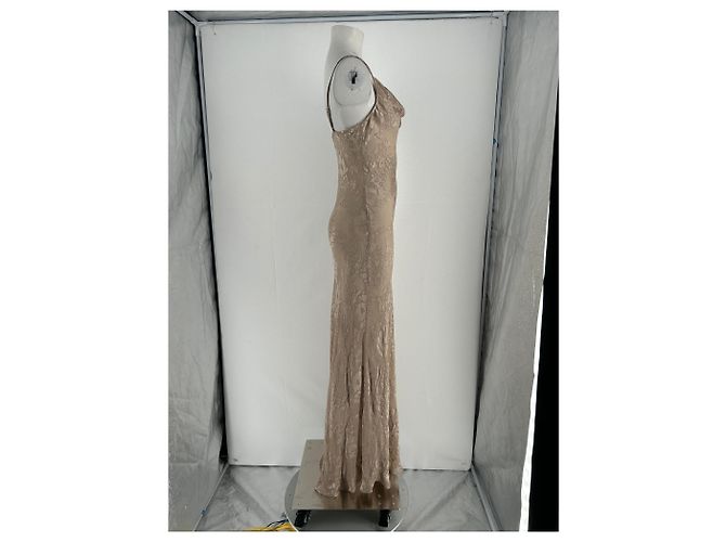 L'Agence Christine Burnout Satinrobe Beige - Ansicht 4