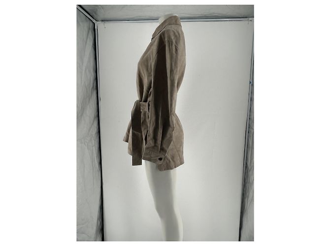 Mackage Sobrecamisa de ante con cinturón Beige - vista 3