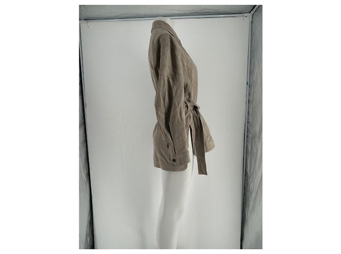 Mackage Sobrecamisa de ante con cinturón Beige - vista 4