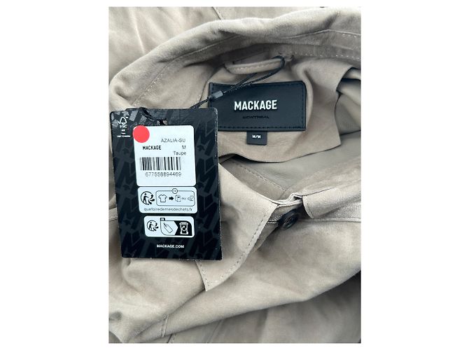 Mackage Sobrecamisa de ante con cinturón Beige - vista 5