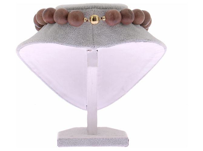 Autre Marque Collana con perle di legno Marrone - vista 3