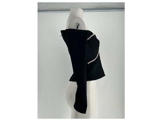 Self portrait Top bustier con adornos de cristal Negro - vista 4
