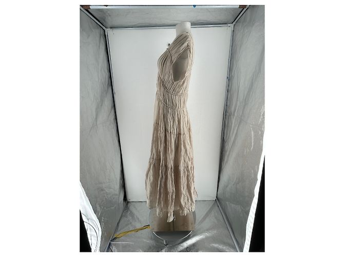 Massimo Dutti Maxikleid beige Viscose - Ansicht 3