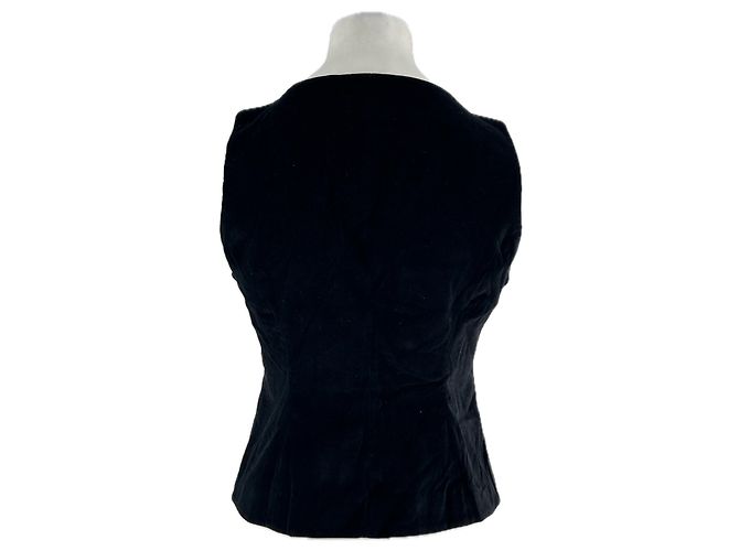 Top Rouje negro de algodón con botones - vista 2