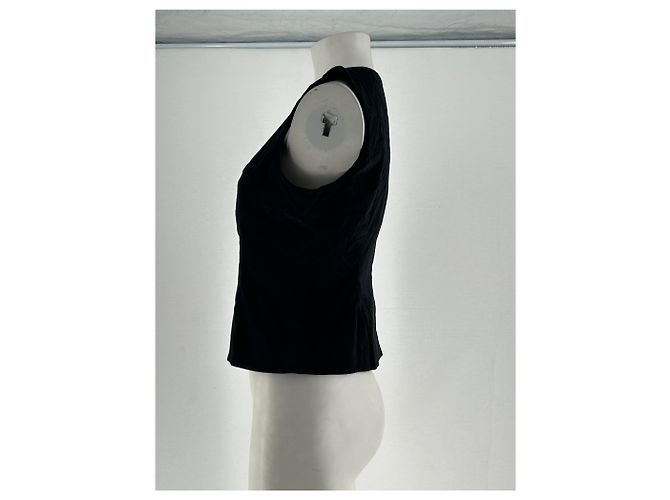 Top Rouje negro de algodón con botones - vista 3