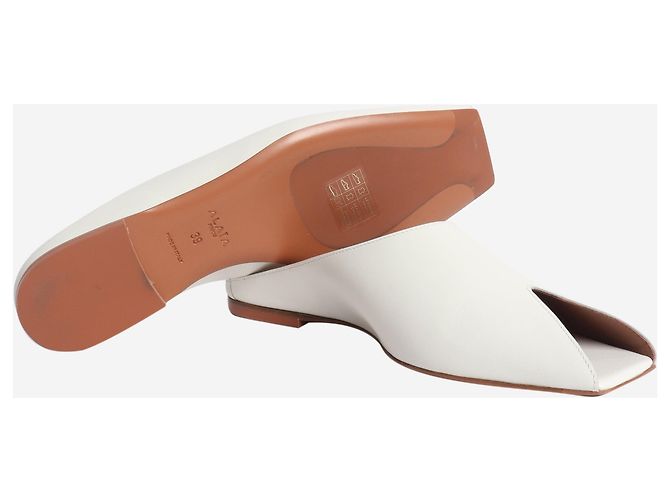 Alaïa Mule a punta aperta in pelle bianca - taglia EU 39 (UK 6) Bianco - vista 5