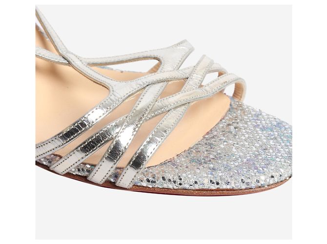 Christian Louboutin Sandali scintillanti Gwynitta argento - taglia EU 37.5 - vista 5