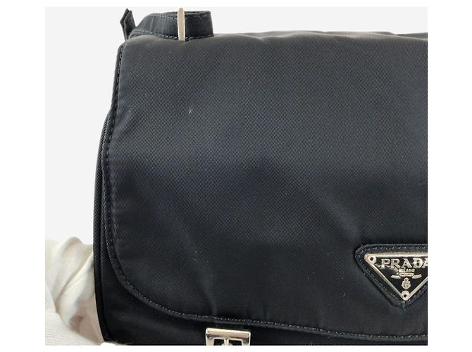 Prada Borsa a tracolla in nylon Tessuto nero - vista 11