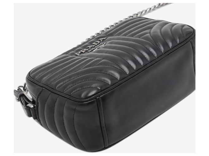 Prada Borsa a tracolla con catena in pelle nera Diagramme Nero - vista 4