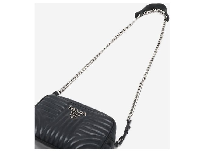 Prada Borsa a tracolla con catena in pelle nera Diagramme Nero - vista 5