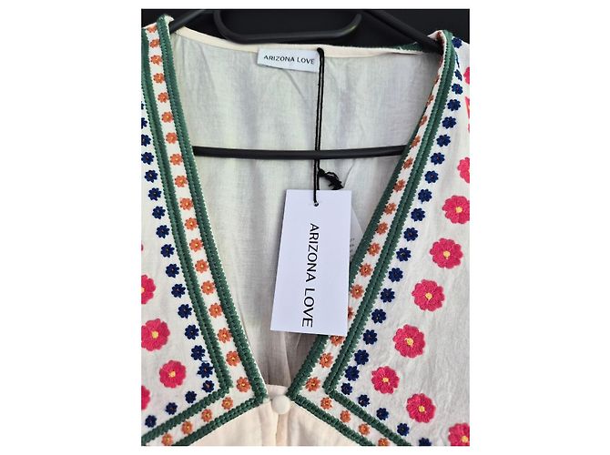 Autre Marque Vestido largo Arizona Love de algodón crudo bordado Roja Azul Verde Naranja - vista 4