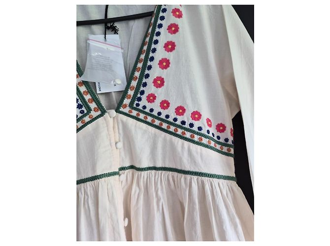 Autre Marque Vestido largo Arizona Love de algodón crudo bordado Roja Azul Verde Naranja - vista 6