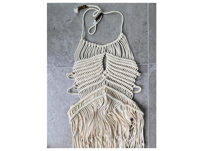 Autre Marque Giuseppe di Morabito Beige Makramee Maxikleid - Ansicht 4
