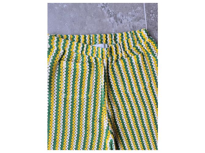 Autre Marque Monoki by Diane Goldstein Pantalones de Algodón a Rayas Blanco Verde Amarillo - vista 2