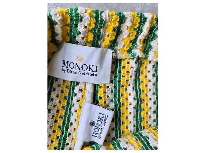 Autre Marque Monoki by Diane Goldstein Pantalones de Algodón a Rayas Blanco Verde Amarillo - vista 3