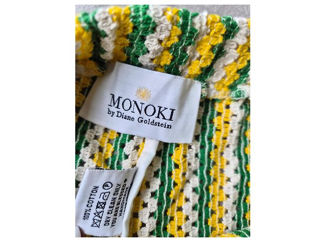 Autre Marque Monoki by Diane Goldstein Pantalones de Algodón a Rayas Blanco Verde Amarillo - vista 4