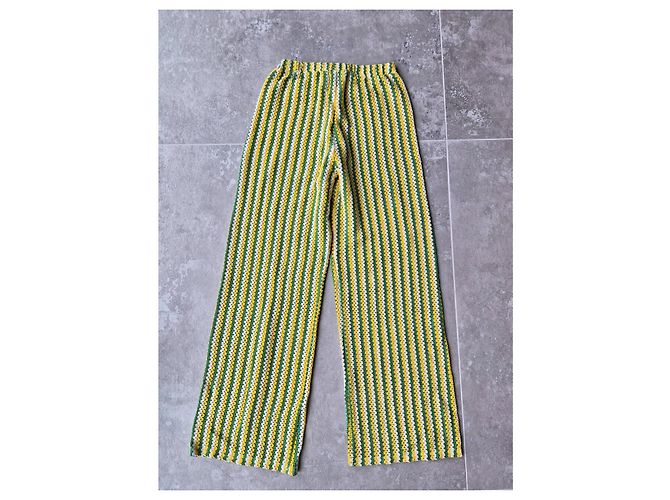 Autre Marque Monoki by Diane Goldstein Pantalones de Algodón a Rayas Blanco Verde Amarillo - vista 5
