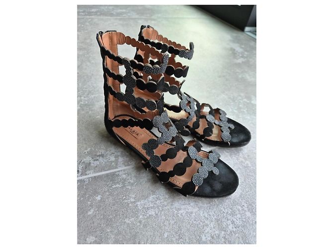Alaïa Sandali Gladiatore in Scamosciato Nero - vista 5