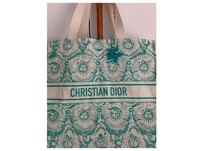 Borsa Tote Christian Dior Dioriviera in Tela Bianco Verde - vista 2