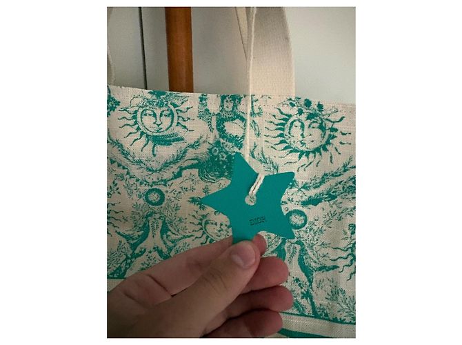 Borsa Tote Christian Dior Dioriviera in Tela Bianco Verde - vista 5