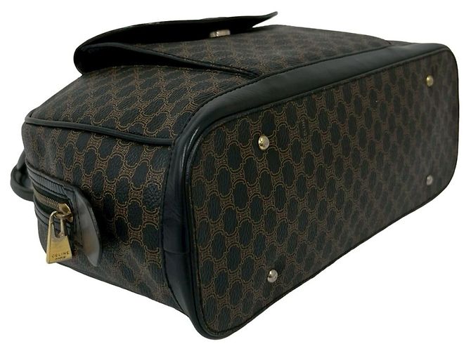 Céline Borsa Celine Vintage Macadam Blazon Logo Marrone - vista 7