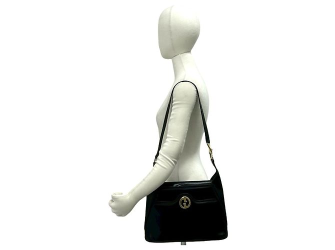 Gucci G Logo Hardware Leder Semi-Shoulder Tote Tasche Schwarz - Ansicht 2