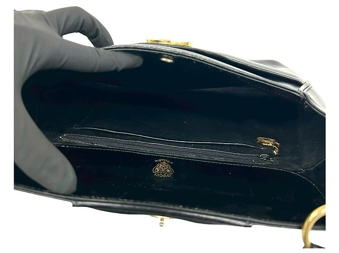 Gucci G Logo Hardware Leder Semi-Shoulder Tote Tasche Schwarz - Ansicht 9