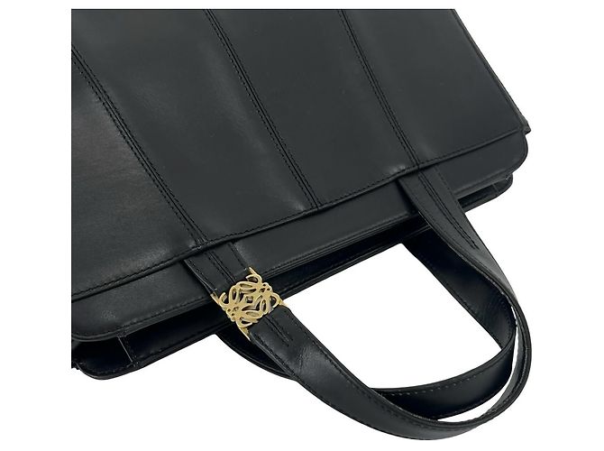 Loewe Anagram Logo Motiv Leder Tote Bag Schwarz - Ansicht 3