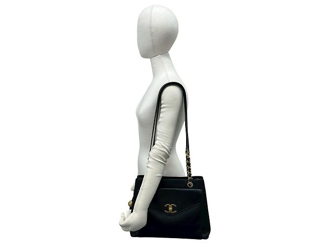 Chanel Vintage Coco Mark Caviar Leder Mini Tote Bag Schwarz - Ansicht 2