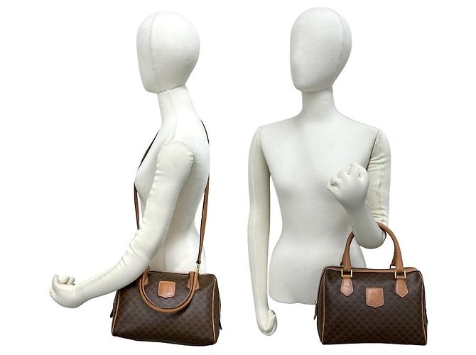 Triomphe Céline CELINE Vintage Macadam Blazon Leder Handtasche Braun - Ansicht 2
