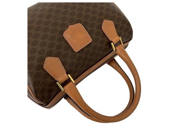 Triomphe Céline CELINE Vintage Macadam Blazon Leder Handtasche Braun - Ansicht 4