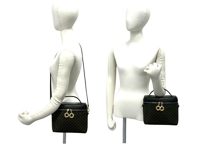 Céline CELINE Vintage Macadam Blazon Triomphe Pattern Handtasche Braun Schwarz - Ansicht 2