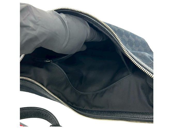 Borsa Hobo GUCCI Princy Sherry Line Nero Blu navy - vista 10