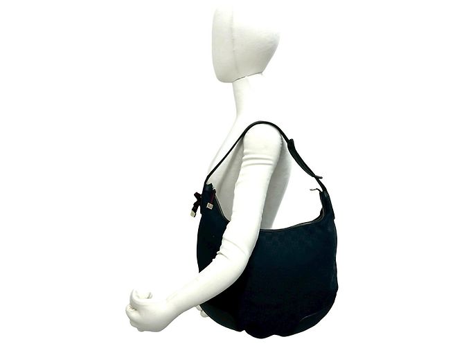 Borsa Hobo GUCCI Princy Sherry Line Nero Blu navy - vista 2
