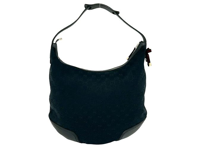 Borsa Hobo GUCCI Princy Sherry Line Nero Blu navy - vista 3