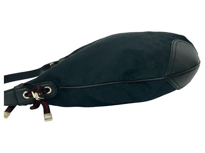 Borsa Hobo GUCCI Princy Sherry Line Nero Blu navy - vista 5