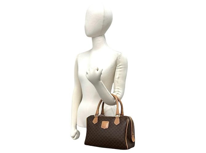 Céline Celine Vintage Macadam Blazon Logo Pattern Handtasche Braun - Ansicht 2